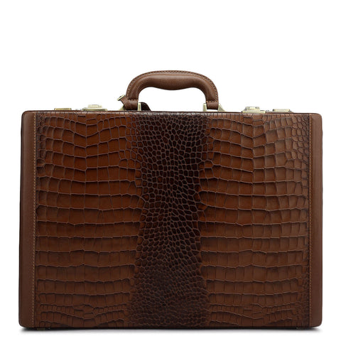 Croco Franzy Leather Brief Case - Date