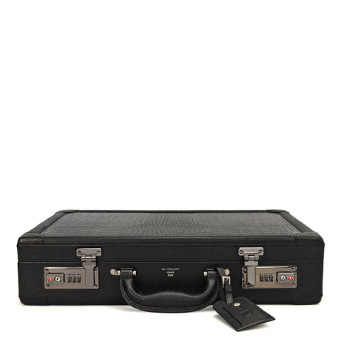 Croco Leather Brief Case - Black