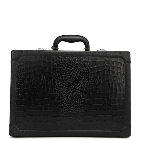 Croco Leather Brief Case - Black