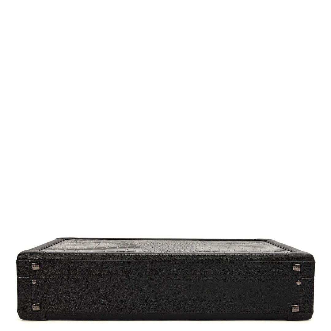 Croco Leather Brief Case - Black