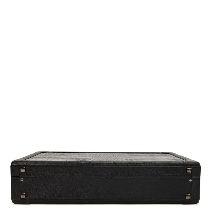 Croco Leather Brief Case - Black