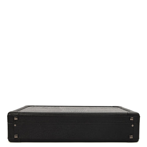 Croco Leather Brief Case - Black