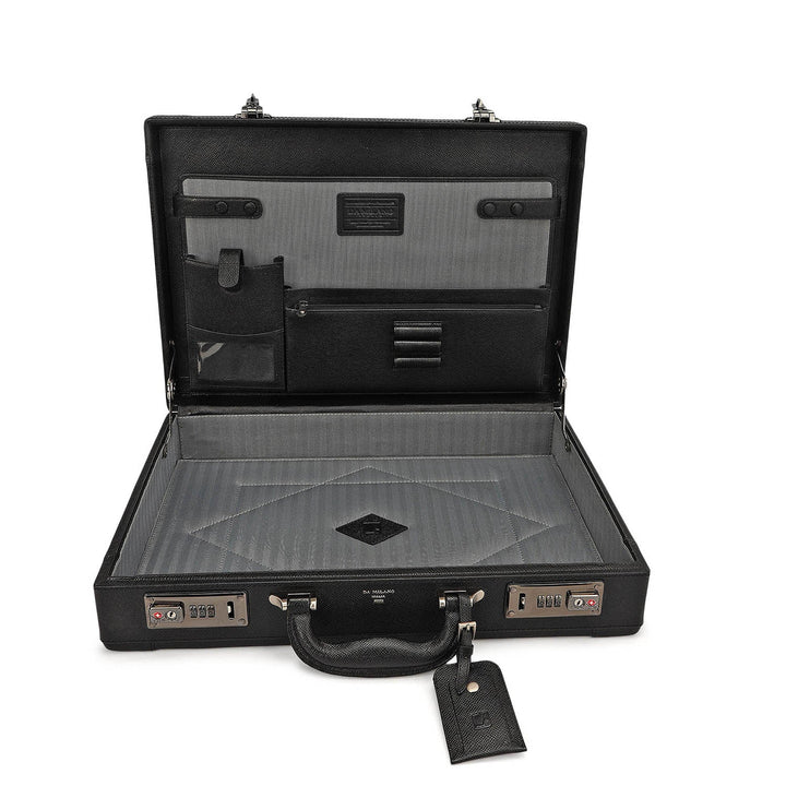 Croco Leather Brief Case - Black