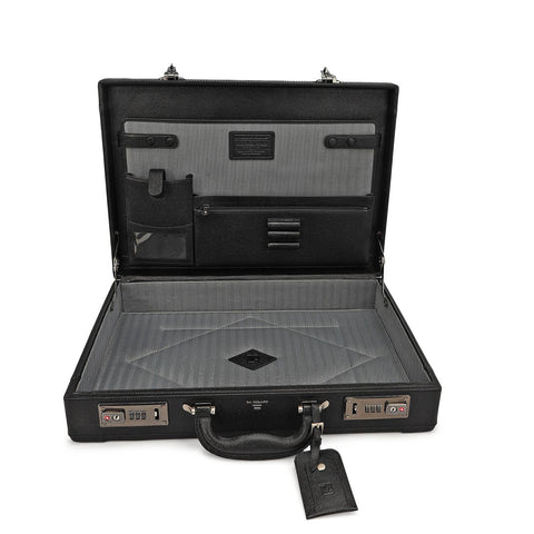 Croco Leather Brief Case - Black