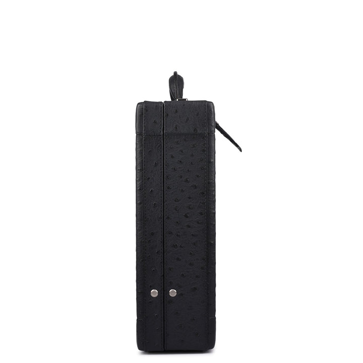 Ostrich Leather Brief Case - Black