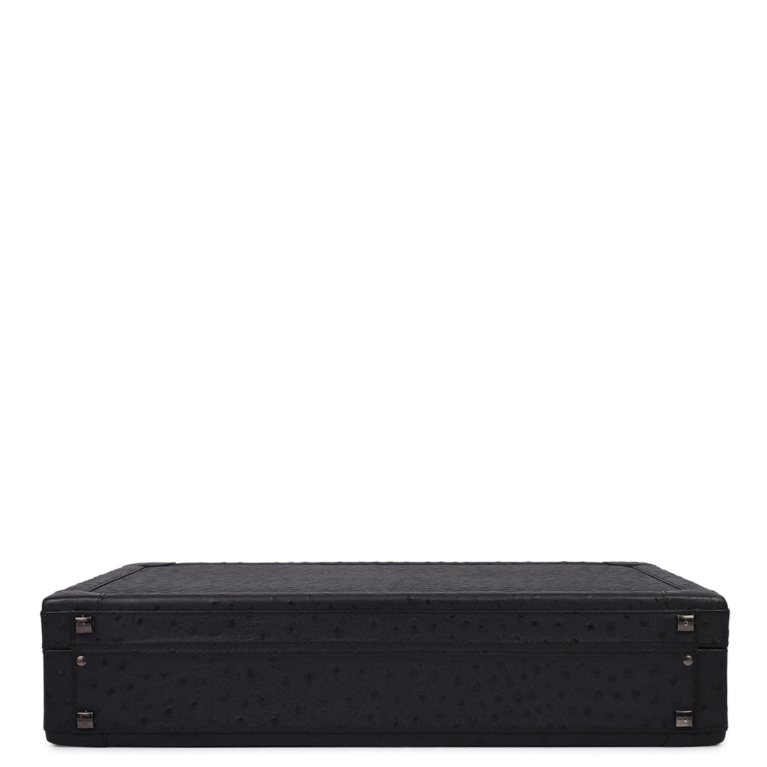 Ostrich Leather Brief Case - Black