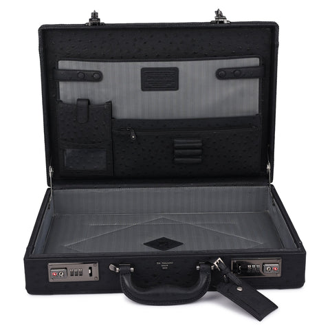 Ostrich Leather Brief Case - Black