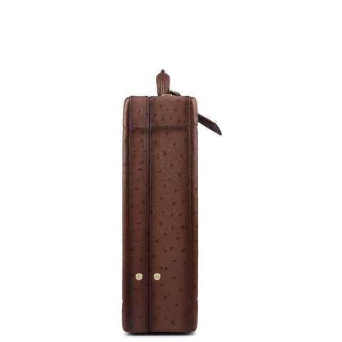 Ostrich Leather Brief Case - Brown