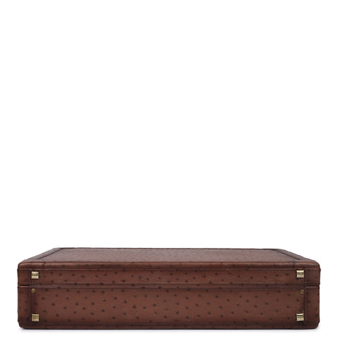 Ostrich Leather Brief Case - Brown