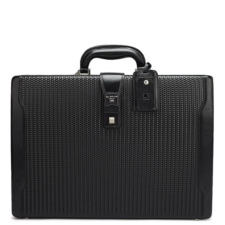 Mat Emboss Leather Briefcase - Black