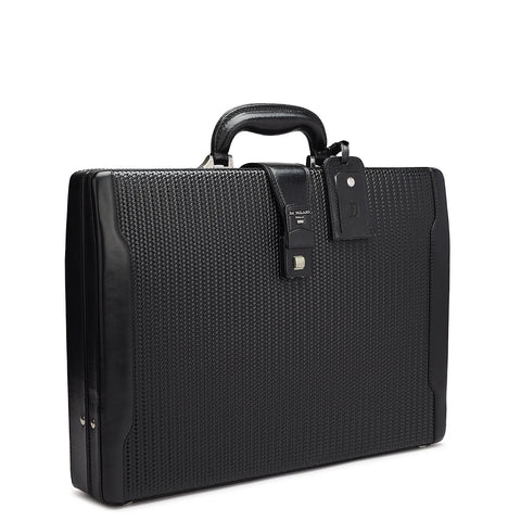 Mat Emboss Leather Briefcase - Black