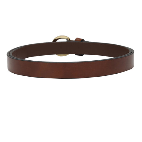 Formal Plain Leather Ladies Belt - Cognac