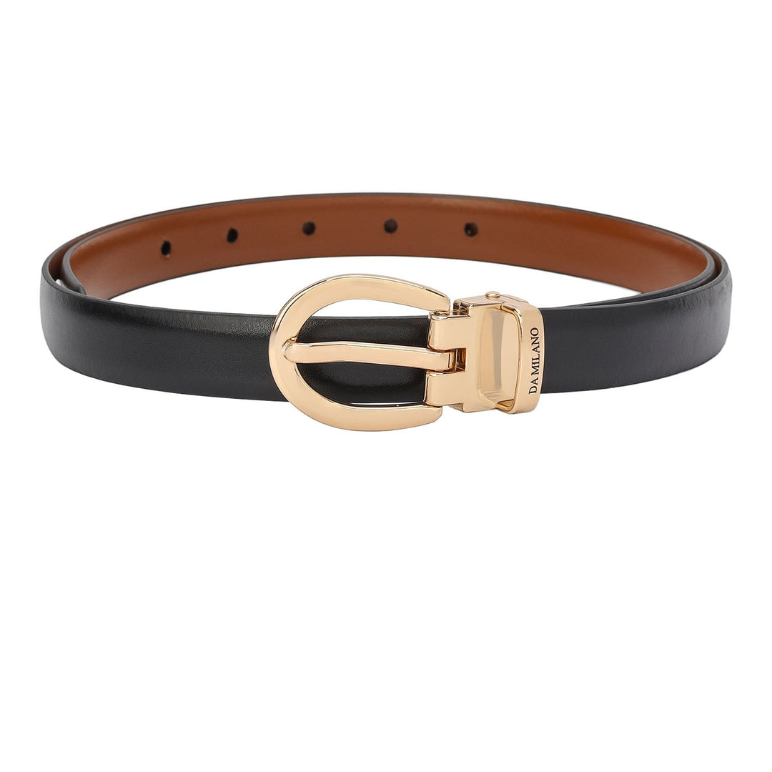 Formal Plain Leather Ladies Belt - Black & Cognac