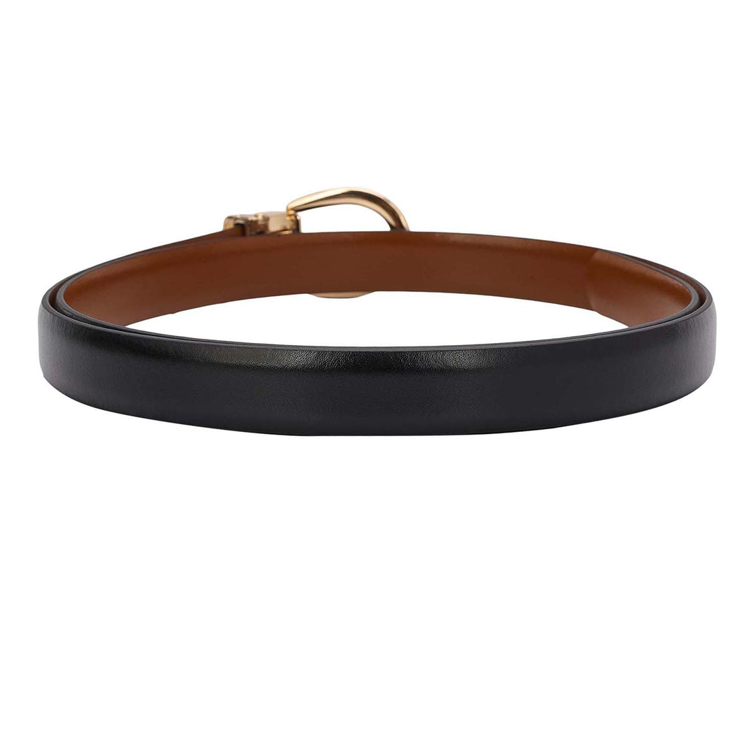 Formal Plain Leather Ladies Belt - Black & Cognac