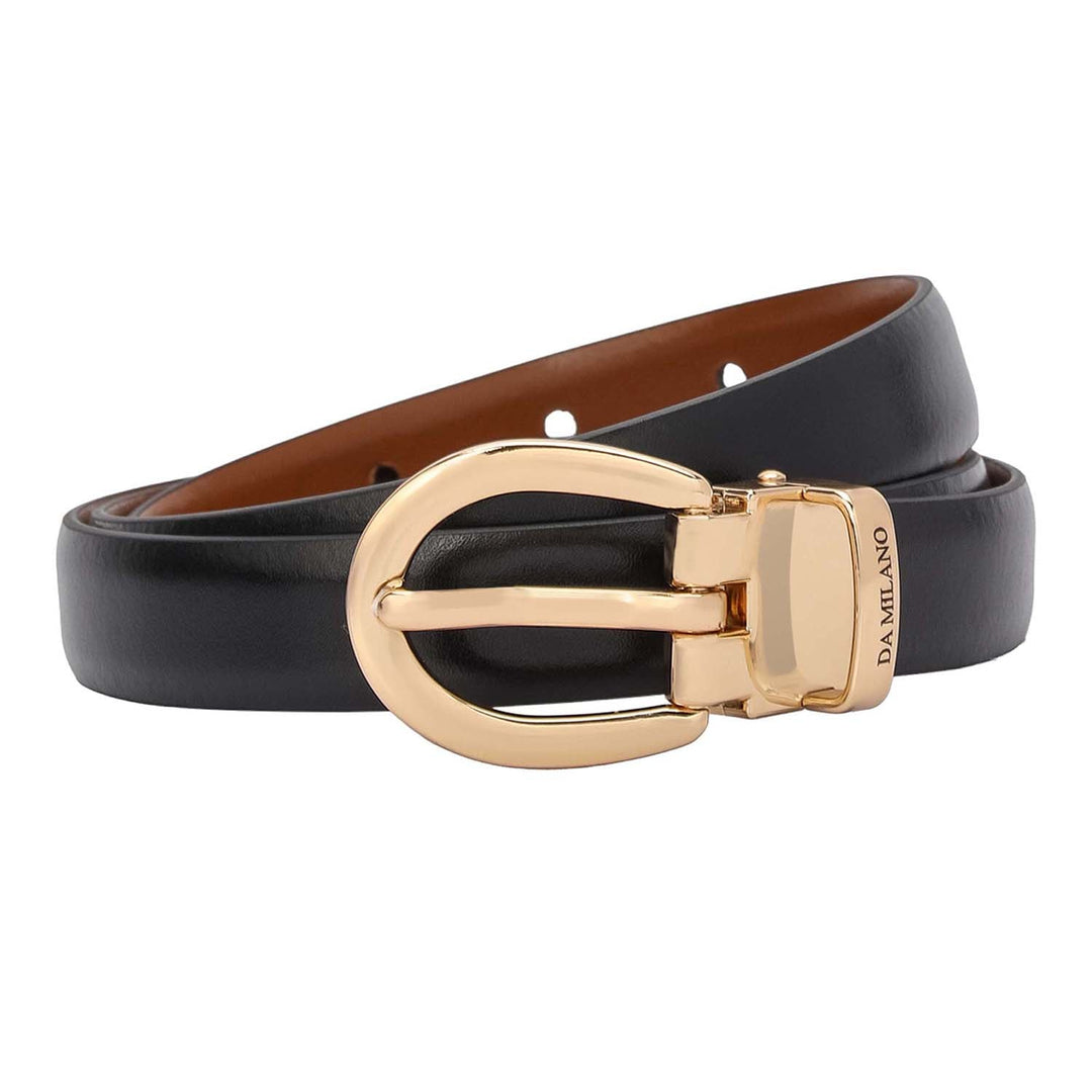 Formal Plain Leather Ladies Belt - Black & Cognac