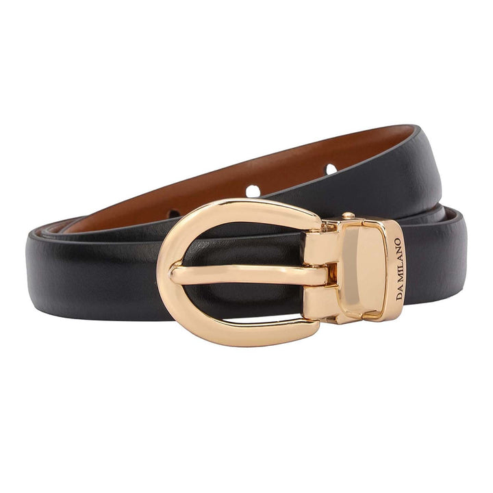 Formal Plain Leather Ladies Belt - Black & Cognac