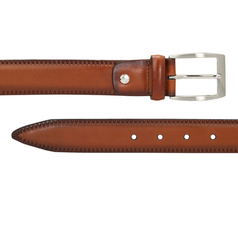 Formal Plain Leather Mens Belt - Tan