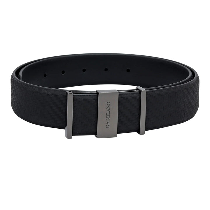 Formal Mat Emboss Leather Mens Belt - Black