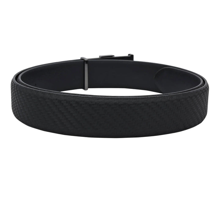 Formal Mat Emboss Leather Mens Belt - Black