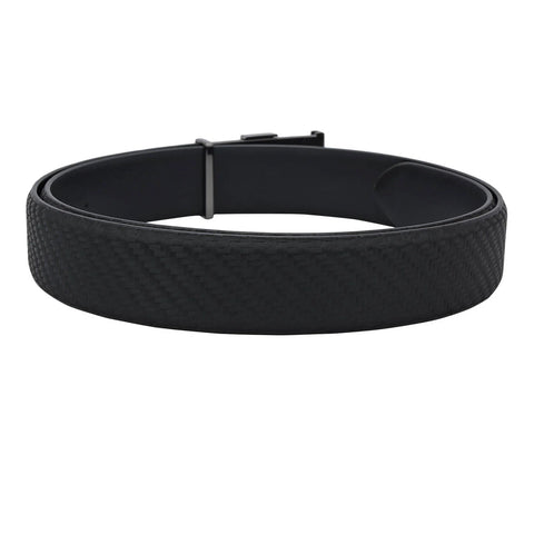 Formal Mat Emboss Leather Mens Belt - Black