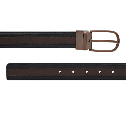 Casual Saffiano Plain Leather Mens Belt - Brown & Black