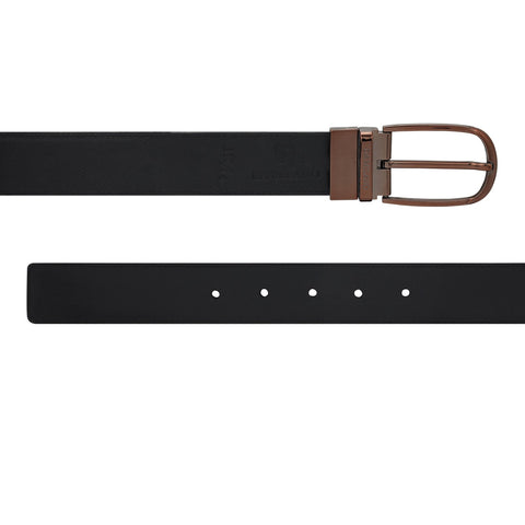 Casual Saffiano Plain Leather Mens Belt - Brown & Black