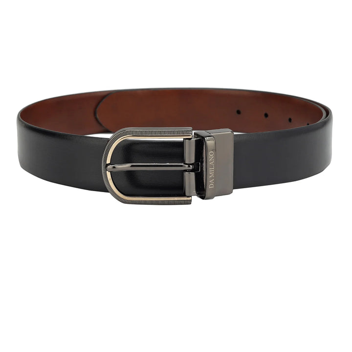 Formal Plain Leather Mens Belt - Black & Cognac