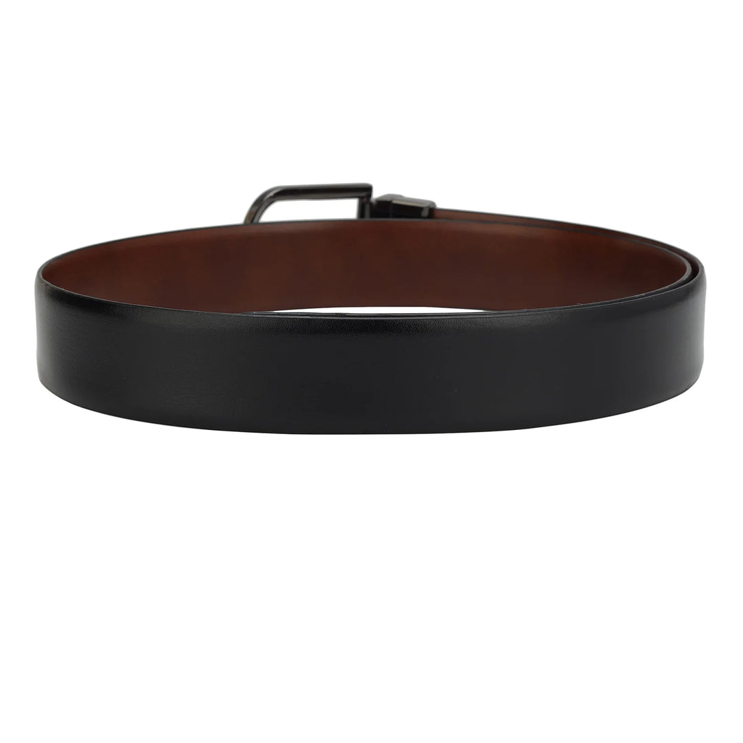 Formal Plain Leather Mens Belt - Black & Cognac