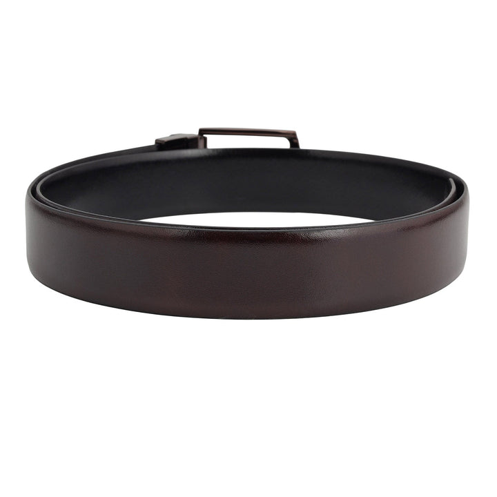Formal Plain Leather Reversible Mens Belt - Berry & Black