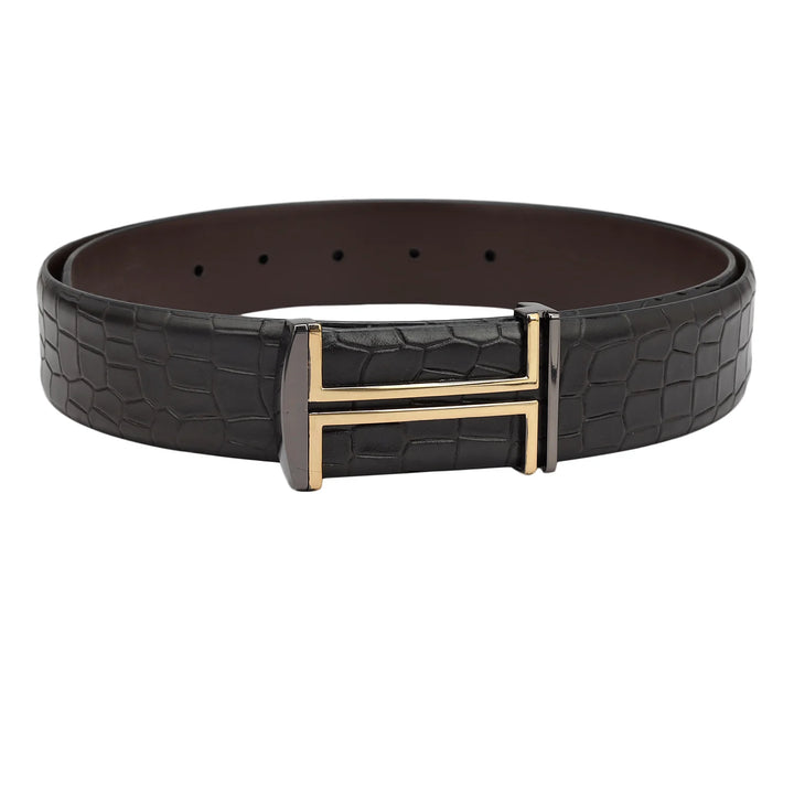 Casual Croco Leather Mens Belt - Brown