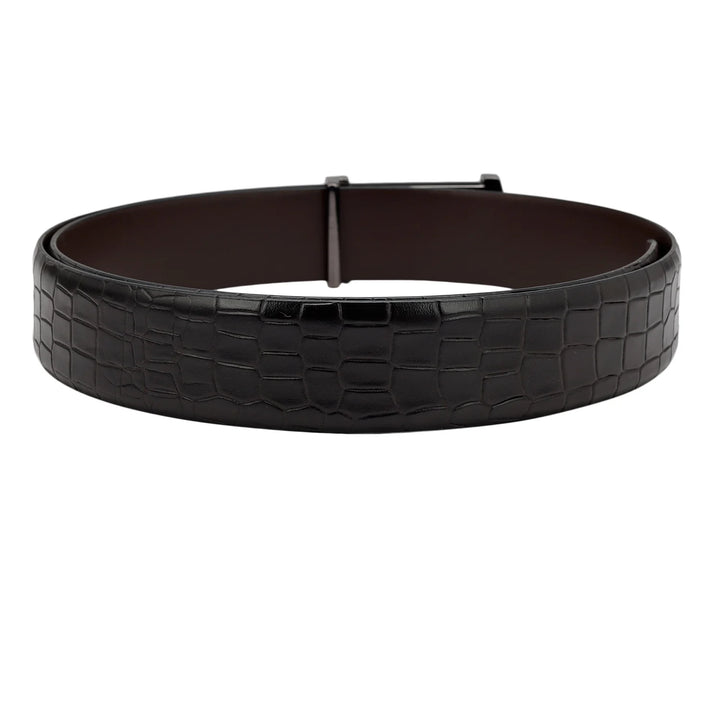 Casual Croco Leather Mens Belt - Brown