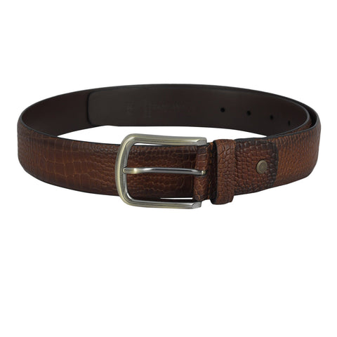 Casual Croco Leather Mens Belt - Tan