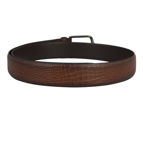 Casual Croco Leather Mens Belt - Tan