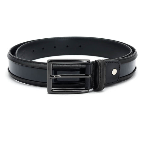 Casual Patent Plain Leather Mens Belt - Black
