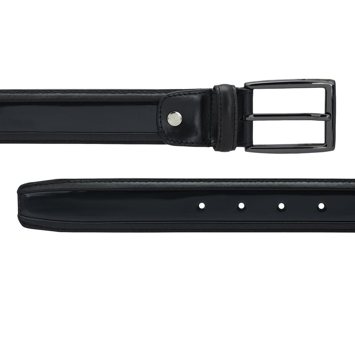 Casual Patent Plain Leather Mens Belt - Black
