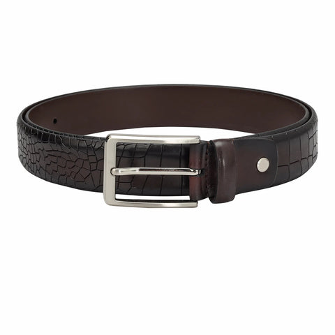 Casual Croco Leather Mens Belt - Brown