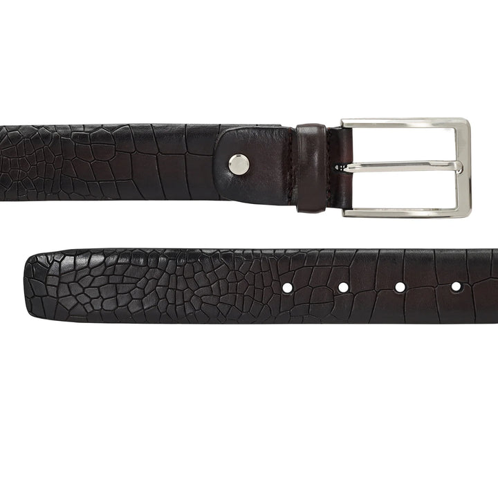 Casual Croco Leather Mens Belt - Brown