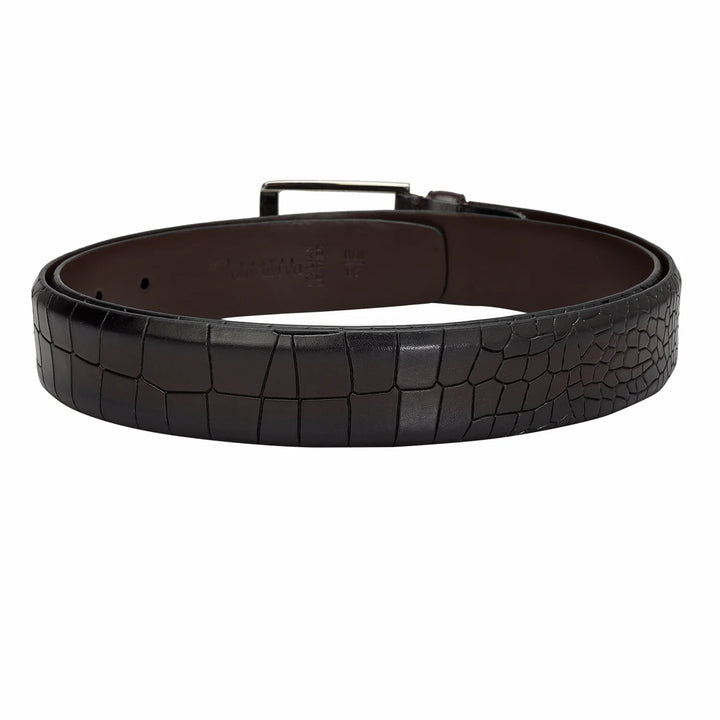 Casual Croco Leather Mens Belt - Brown