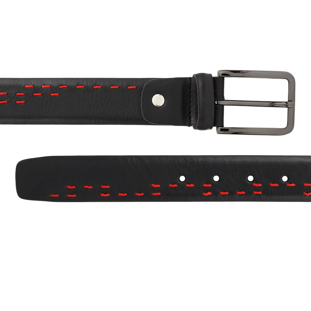 Casual Plain Leather Mens Belt - Black