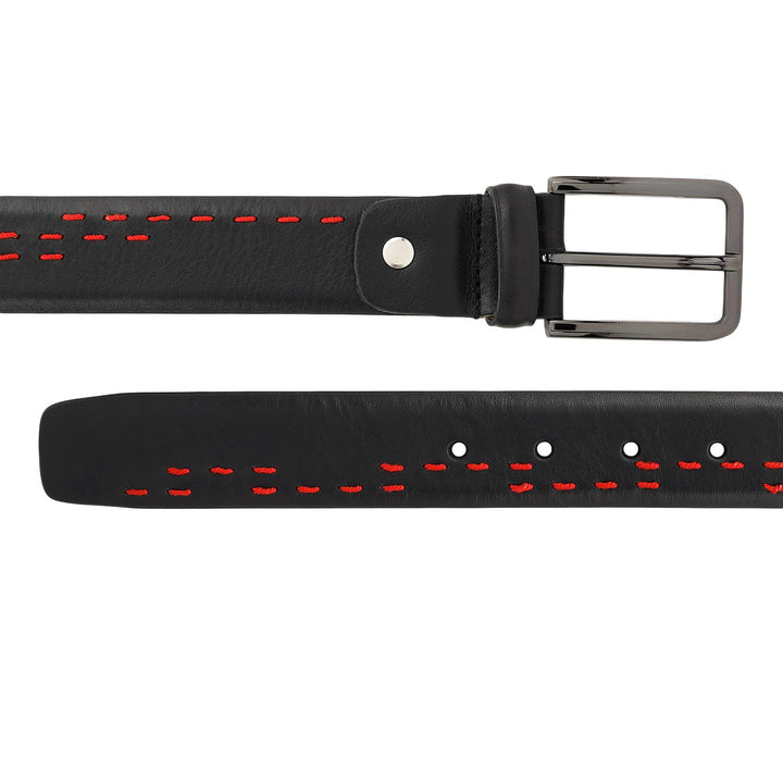 Casual Plain Leather Mens Belt - Black