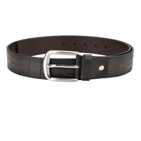 Casual Croco Leather Mens Belt - Brown
