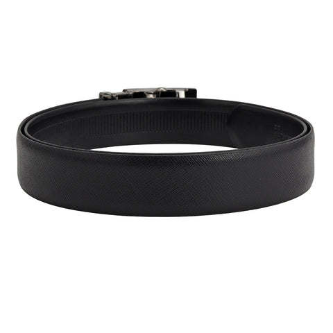 Semi Formal Saffiano Leather Mens Belt - Black
