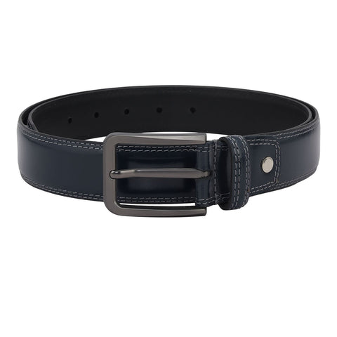 Casual Plain Leather Mens Belt - Navy