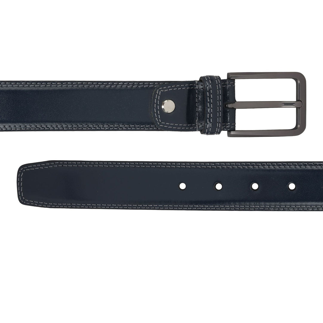 Casual Plain Leather Mens Belt - Navy