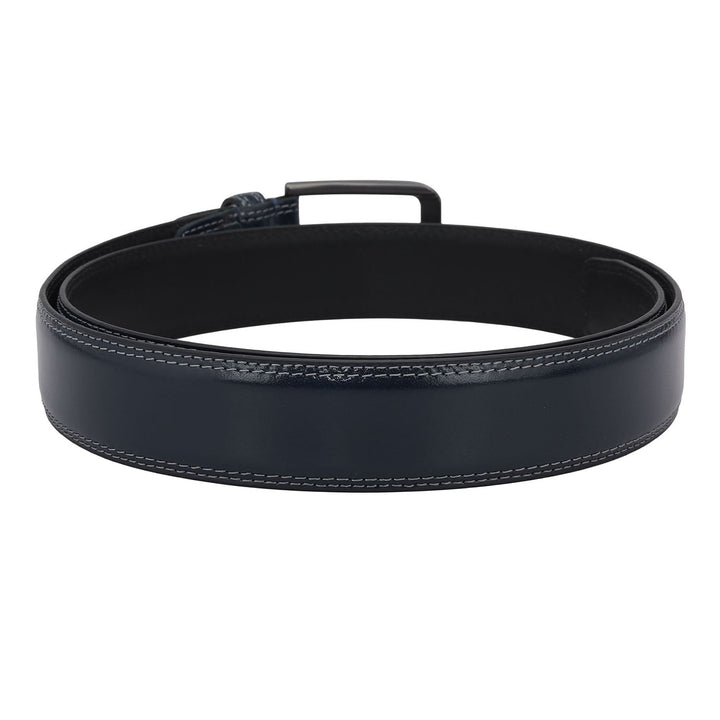 Casual Plain Leather Mens Belt - Navy