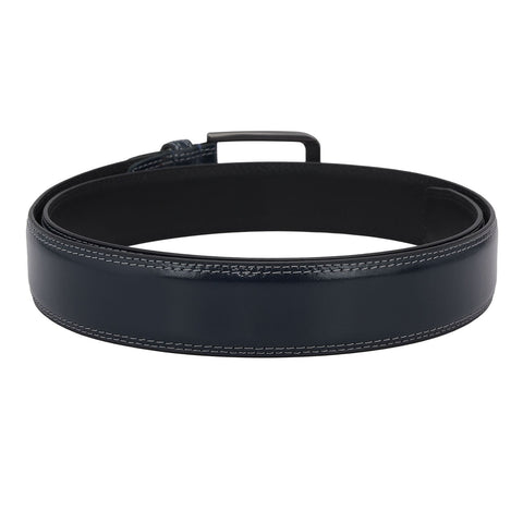Casual Plain Leather Mens Belt - Navy