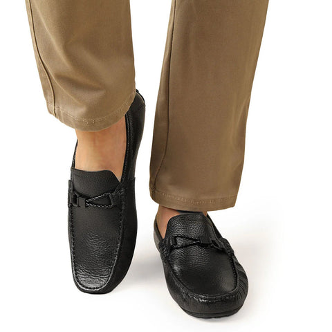 Black Moccasins with Braided Accent
