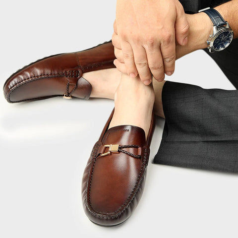 Brown Metal Bit Moccasins