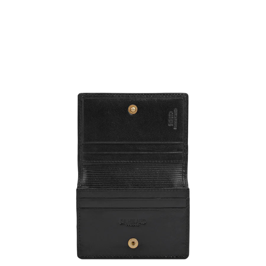 6 Slots Leather Card Case - Black