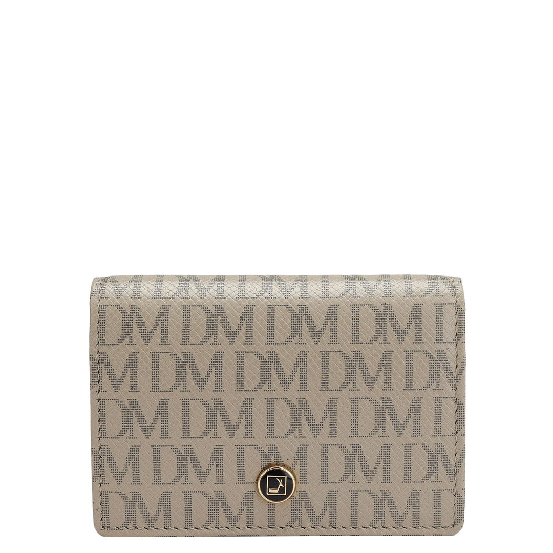 Monogram Leather Card Case - Chalk